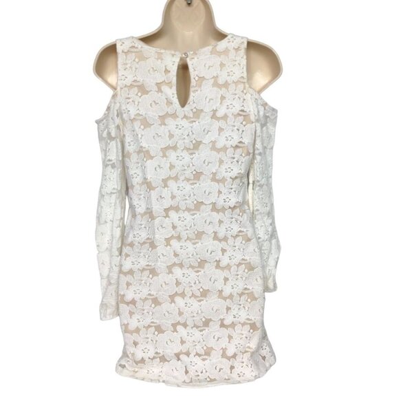 Gianni Bini Cold Shoulder Lace Dress Cream Size Small - Picture 3 of 4